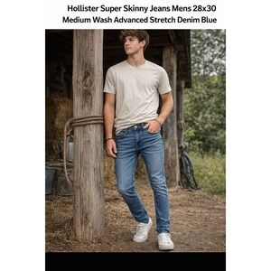 Hollister Super Skinny Jeans Mens 28x30 Medium Wash Advanced Stretch Denim Blue